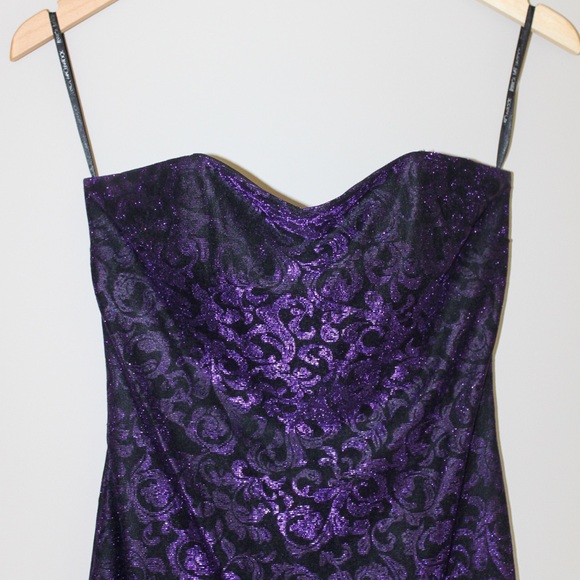 VTG 90s Gunne Sax Jessica McClintock Strapless Purple Floor-Length Cocktail Gown - Picture 8 of 9